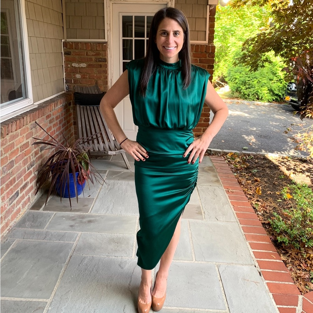 VERONICA BEARD SILK KENDALL DRESS IN GREEN